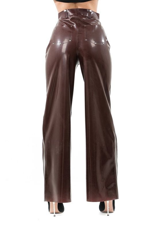 Латексні штани з високою посадкою. Коричневі HWL-PANTS-BRW-XL фото