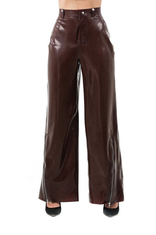 Латексні штани з високою посадкою. Коричневі HWL-PANTS-BRW-XL фото